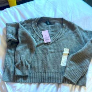 NWT gray cropped sweater